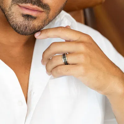 Evesaddiction Stainless Steel Lords Prayer Spinner Ring In Silver