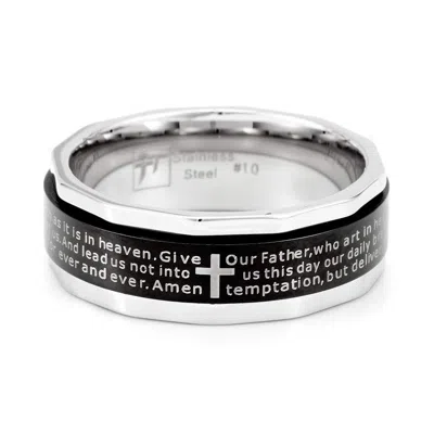 Evesaddiction Stainless Steel Lords Prayer Spinner Ring In Silver