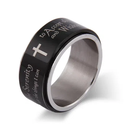 Evesaddiction Serenity Prayer Spinner Ring In Black
