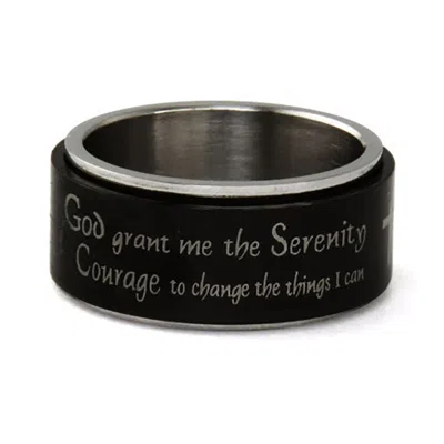 Evesaddiction Serenity Prayer Spinner Ring In Black