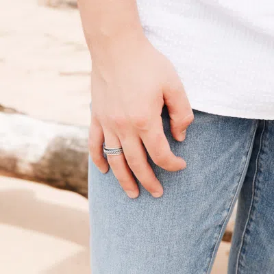 Evesaddiction Sterling Silver Braided Design Spinner Band In Silver