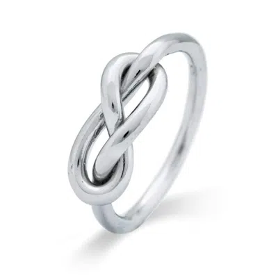 Evesaddiction Infinity Knot Sterling Silver Ring In Silver
