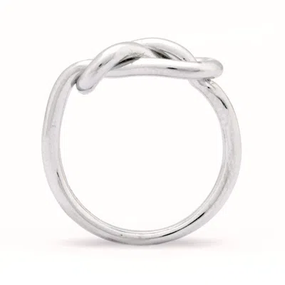 Evesaddiction Infinity Knot Sterling Silver Ring In Silver