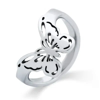Evesaddiction Butterfly Cut Out Thumb Ring In Silver