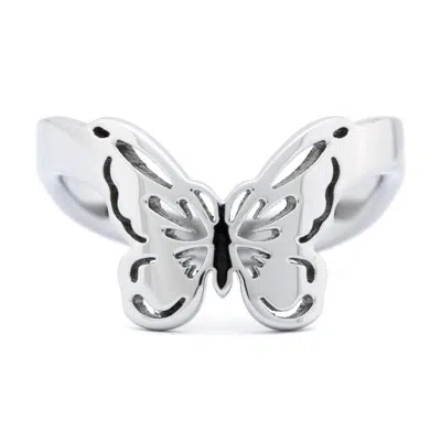 Evesaddiction Butterfly Cut Out Thumb Ring In Silver