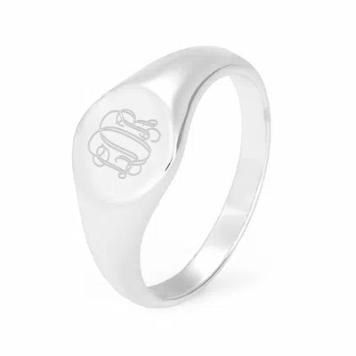 Evesaddiction Petite Round Sterling Silver Signet Ring In Metallic