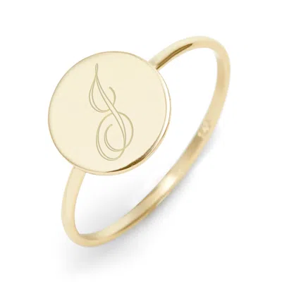 Evesaddiction Engravable Initial Round Gold Ring In Gold