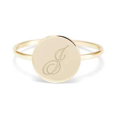 Evesaddiction Engravable Initial Round Gold Ring In Gold