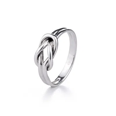 Evesaddiction Sterling Silver Petite Love Knot Ring In Metallic