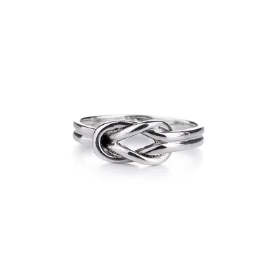 Evesaddiction Sterling Silver Petite Love Knot Ring In Metallic