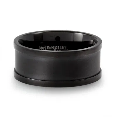 Evesaddiction Men's Matte Black Center Ring In Black