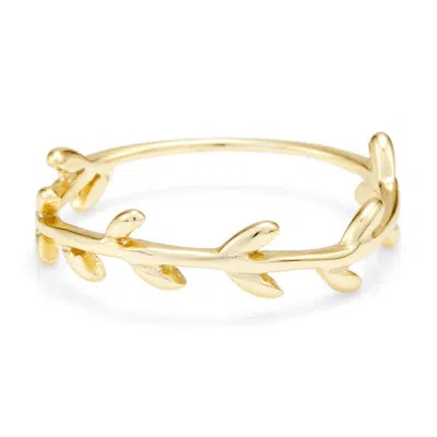 Evesaddiction Leaf Branch Gold Stackable Ring In Gold