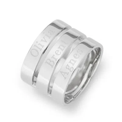 Evesaddiction Engravable Sterling Silver Three Name Ring In Silver