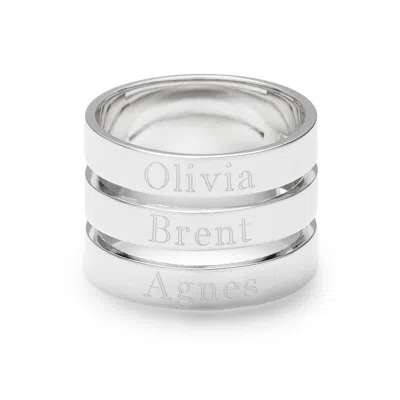 Evesaddiction Engravable Sterling Silver Three Name Ring In Silver
