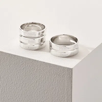 Evesaddiction Engravable Sterling Silver Three Name Ring In Silver