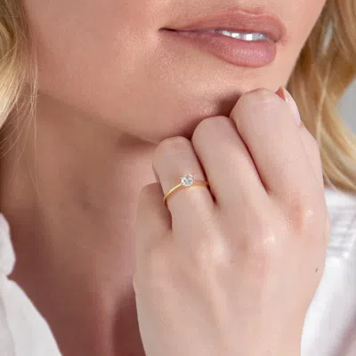 Evesaddiction 14k Gold 5mm Round Brilliant Cut Solitaire Cz Engagement Ring In Gold