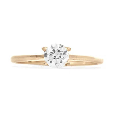 Evesaddiction 14k Gold 5mm Round Brilliant Cut Solitaire Cz Engagement Ring In Gold
