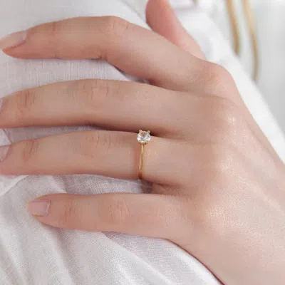 Evesaddiction 14k Gold 5mm Round Brilliant Cut Solitaire Cz Engagement Ring In Gold