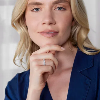 Evesaddiction Sterling Silver Cubic Zirconia Brilliant Cut Wedding Band In Silver