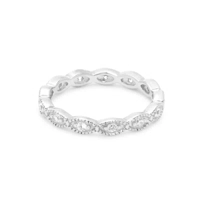 Evesaddiction Beautiful Victorian Sterling Silver Stackable Cz Band In Metallic