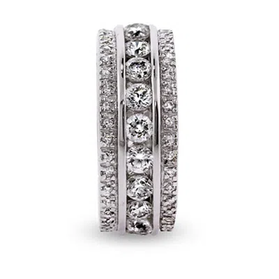 Evesaddiction Sparkling Celebrity Style Cz Wedding Band In Silver