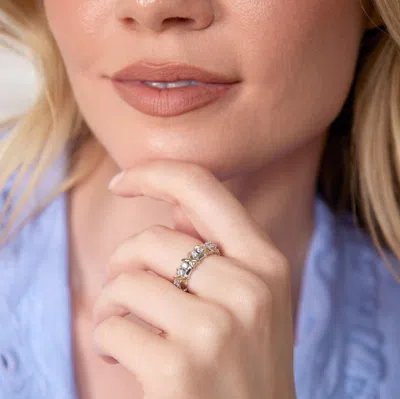 Evesaddiction 16 Stone Two Tone X Ring In Silver