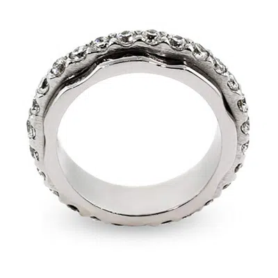 Evesaddiction Spinner Ring With Cz Band In Metallic