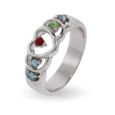 Evesaddiction 5 Stone Sterling Silver Heart Mother's Ring With Custom Birthstones In Metallic