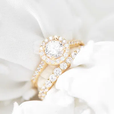 Evesaddiction Brilliant Cut Cz Gold Eternity Band In Gold