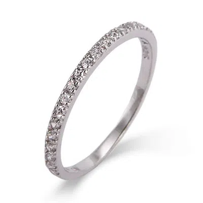 Evesaddiction Thin Pave Cz Stackable Band In Silver