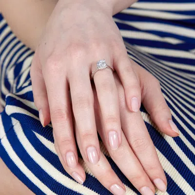 Evesaddiction Sterling Silver 2 Carat Brilliant Cut Cz Engagement Ring In Silver