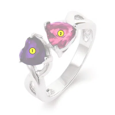 Evesaddiction Close To The Heart 2 Hearts Birthstone Infinity Ring In Silver