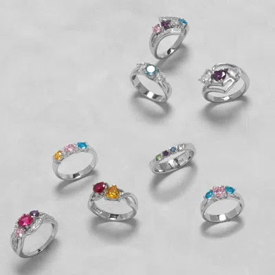 Evesaddiction Close To The Heart 2 Hearts Birthstone Infinity Ring In Silver