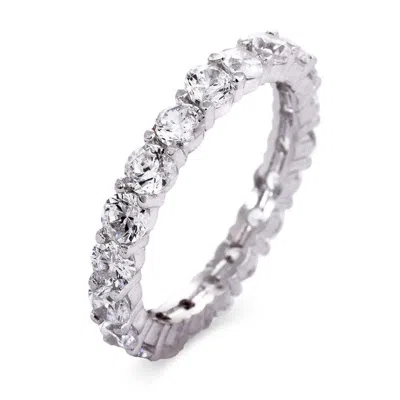 Evesaddiction Brilliant Cut Cz Stackable Eternity Band In Silver