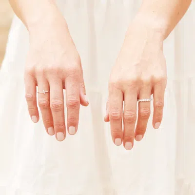 Evesaddiction Brilliant Cut Cz Stackable Eternity Band In Silver