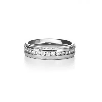 Evesaddiction Women's Cz Engravable Eternity Band With Milgrain Edge In Silver