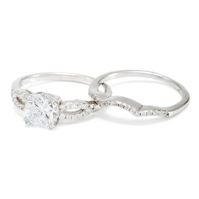 Evesaddiction Petite Promise Ring Set With Brilliant Cut Cz In Metallic