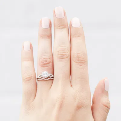 Evesaddiction Petite Promise Ring Set With Brilliant Cut Cz In Metallic