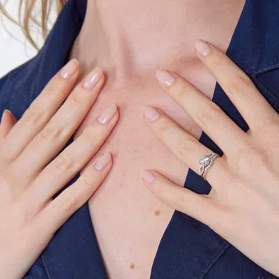 Evesaddiction Petite Promise Ring Set With Brilliant Cut Cz In Metallic