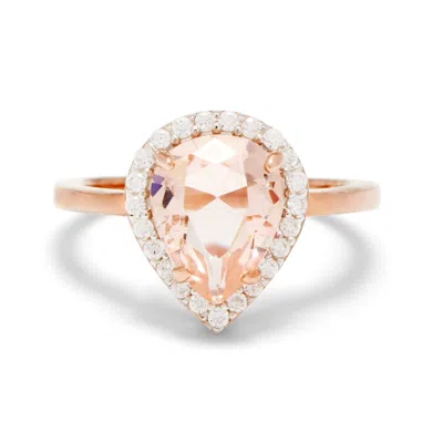 Evesaddiction Morganite Pear Cut Rose Gold Engagement Ring In Gold