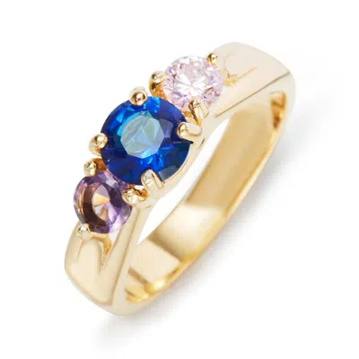 Evesaddiction 3 Stone Gold Custom Birthstone Ring In Gold