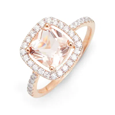 Evesaddiction Morganite Cushion Cut Rose Gold Engagement Ring In Gold