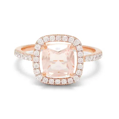 Evesaddiction Morganite Cushion Cut Rose Gold Engagement Ring In Gold