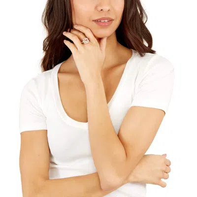 Evesaddiction Morganite Cushion Cut Rose Gold Engagement Ring In Gold