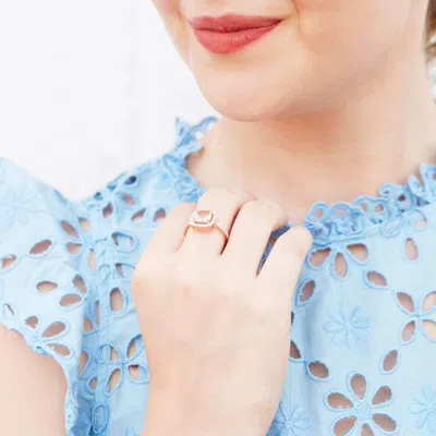 Evesaddiction Morganite Cushion Cut Rose Gold Engagement Ring In Gold