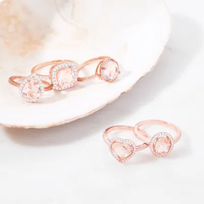 Evesaddiction Morganite Cushion Cut Rose Gold Engagement Ring In Gold