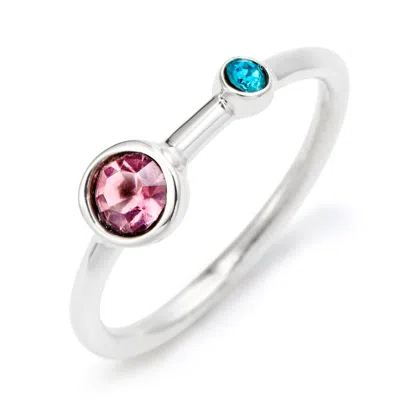 Evesaddiction Mother And Child Custom Birthstone Silver Ring In Silver