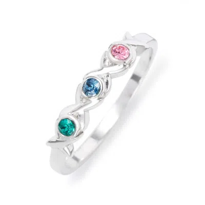 Evesaddiction 3 Stone Hugs And Kisses Custom Birthstone Ring In Silver