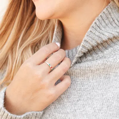 Evesaddiction 3 Stone Hugs And Kisses Custom Birthstone Ring In Silver