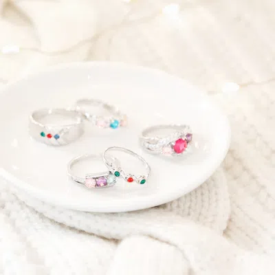 Evesaddiction 3 Stone Hugs And Kisses Custom Birthstone Ring In Silver